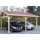 Carport en Pin Traité autoclave 15m2 avec couverture PVC Habrita