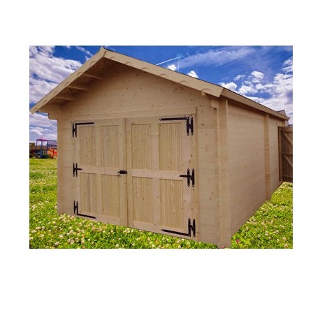 Solid wood garage Habrita 24,23m2 in planks of 60mm