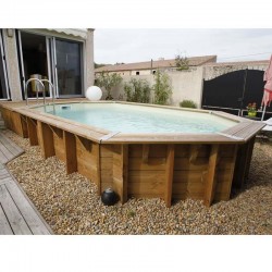 Piscina Legno Ubbink Océa 355x550 H120cm Fodera Grigio