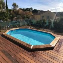 Piscina Legno Ubbink Océa 355x550 H120cm Fodera Blu