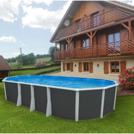 Piscina fuori terra TOI Ibiza Compact ovale 730x366x132 con kit completo antracite