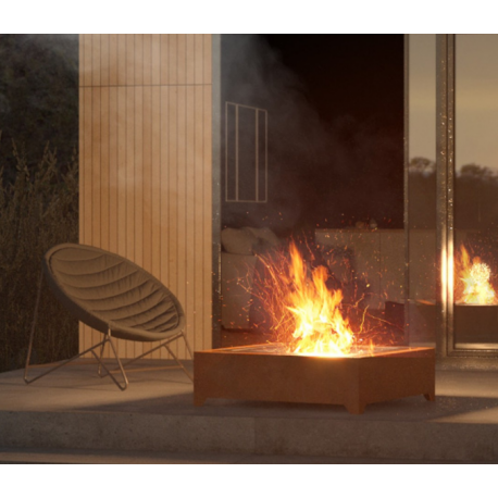 Quadratische Feuerschale aus Corten 1000 Infire Stahl