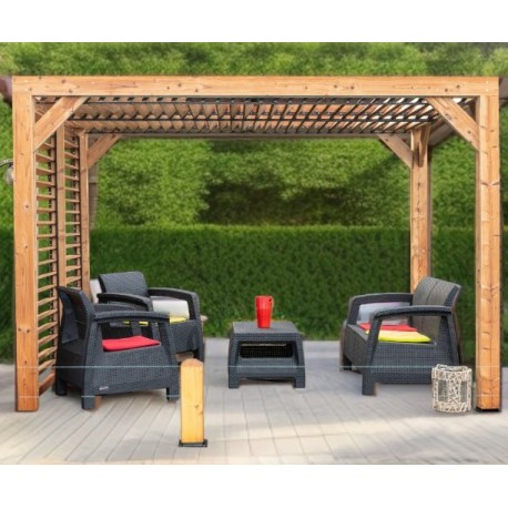 Habrita houten pergola met afneembaar dak en zijkant 313x234xH217 Veneto