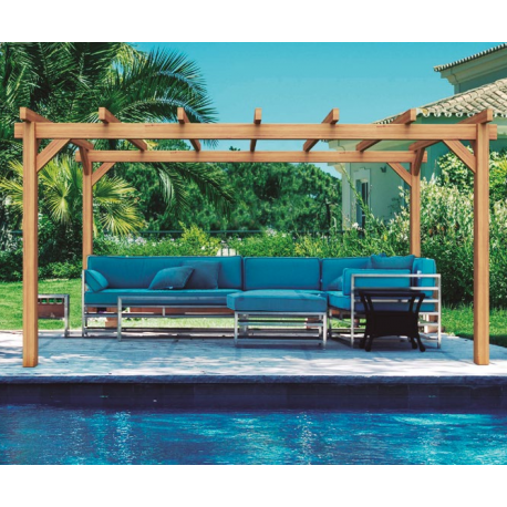 Freestanding solid wood pergola Valencia 500x300cm 15m2