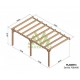 Sevilla 7x4m 28m2 raw wood wall-mounted pergola