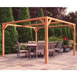 Tarragona 4x4m 16m2 vrijstaande pergola in ruw hout