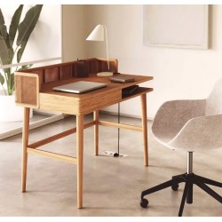 Ash wood and rattan desk table 105x62 Axi VeryForma