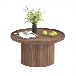 Round Coffee Table with Lasma VeryForma walnut wood veneer