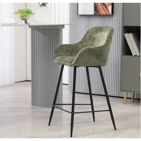 Set of 2 Ibis Chairs Worktop Khaki Chenille Fabric VeryForma